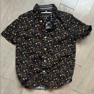 Denim & Flower Black and Orange Floral Button Down Shirt